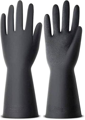 Victor Plus Black Rubber Hand Gloves - Rubber, All Size, Black | Comfortable, Skin Friendly, Full Finger, Unisex Household Gloves