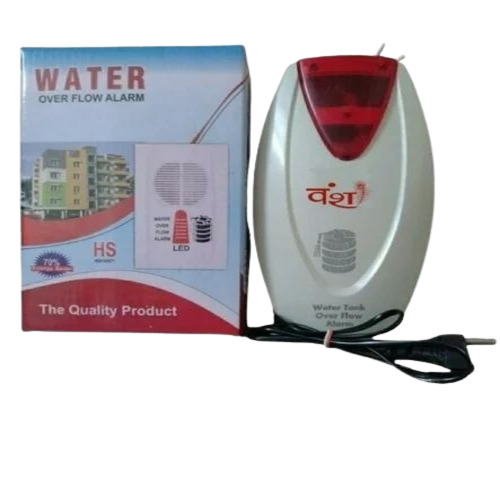 Abs Water Overflow Alarm - Plastic, White, 220V Electric, 50Hz, Red Alarm Light | Automatic, Suitable For Water Tanks