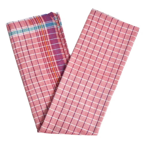 Bankura Cotton Gamcha - 100% Cotton, 70x30 & 88x32 Inch, Red | Checkered Pattern, Eco-Friendly, Rectangle Bath Towel