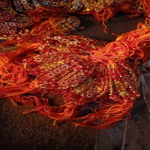 Fancy Rakhi Dubal Dora - Handmade Beaded Rakhi, Red Color | 75 Pcs, Festival Use
