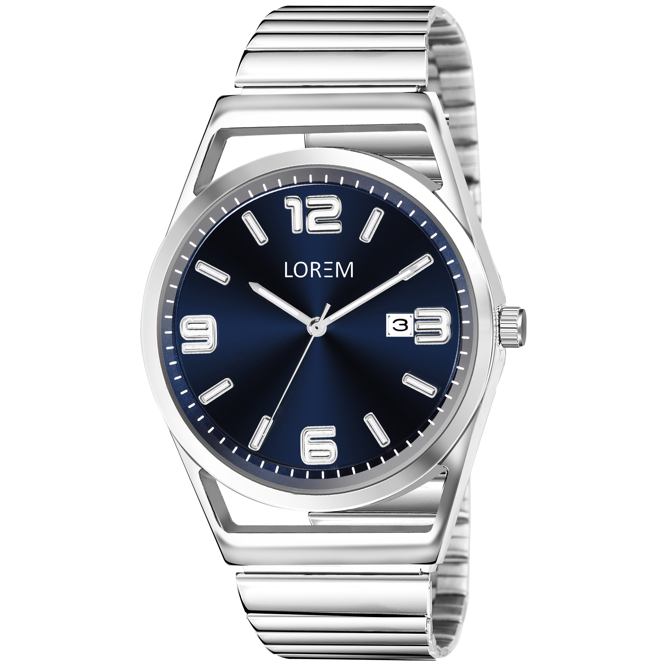 Lorem Classic Blue Dial Men Analog Watch With Date Lr154 - Color Of Band: Silver