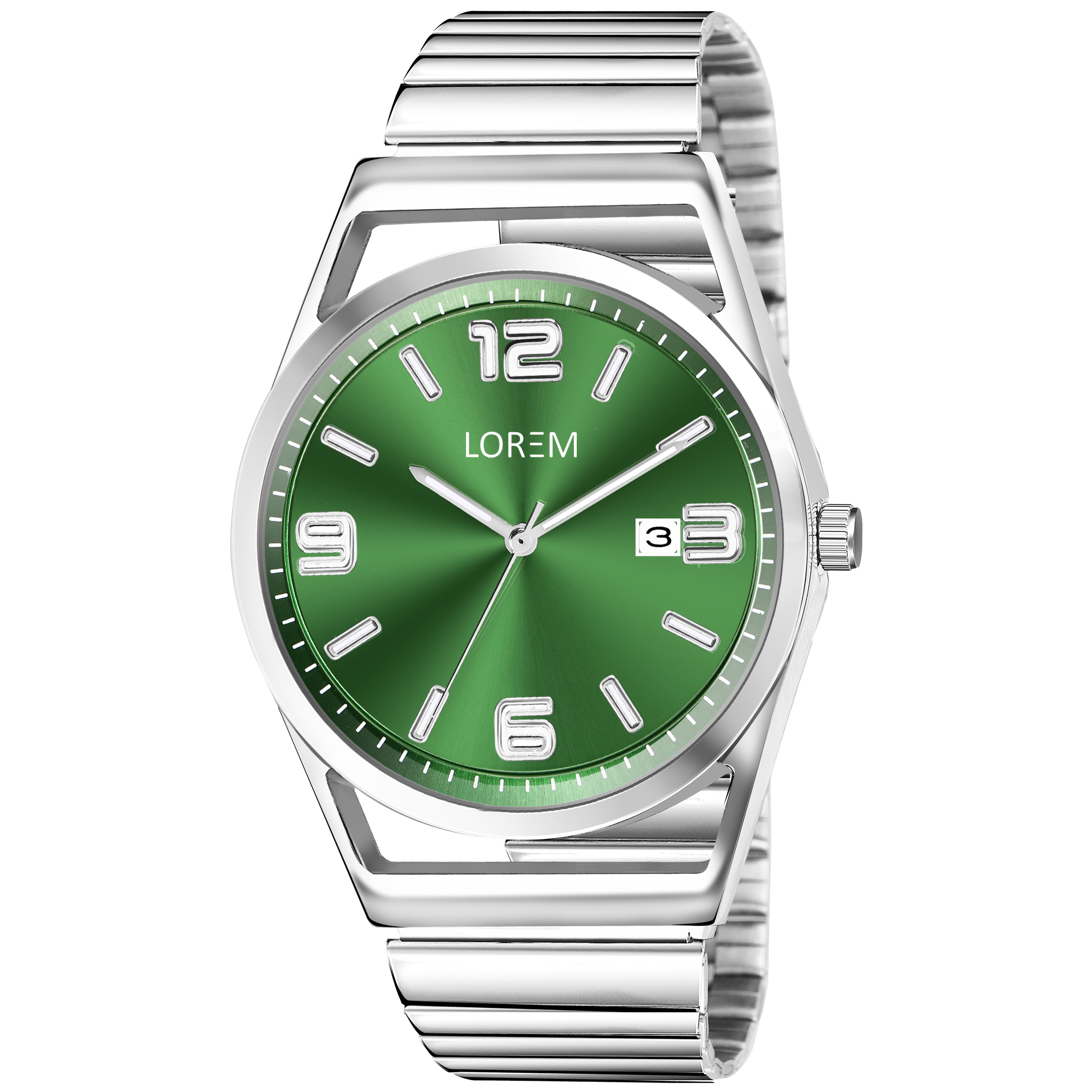 Lorem Classic Green Dial Men Analog Watch With Date Lr155 - Color Of Band: Silver