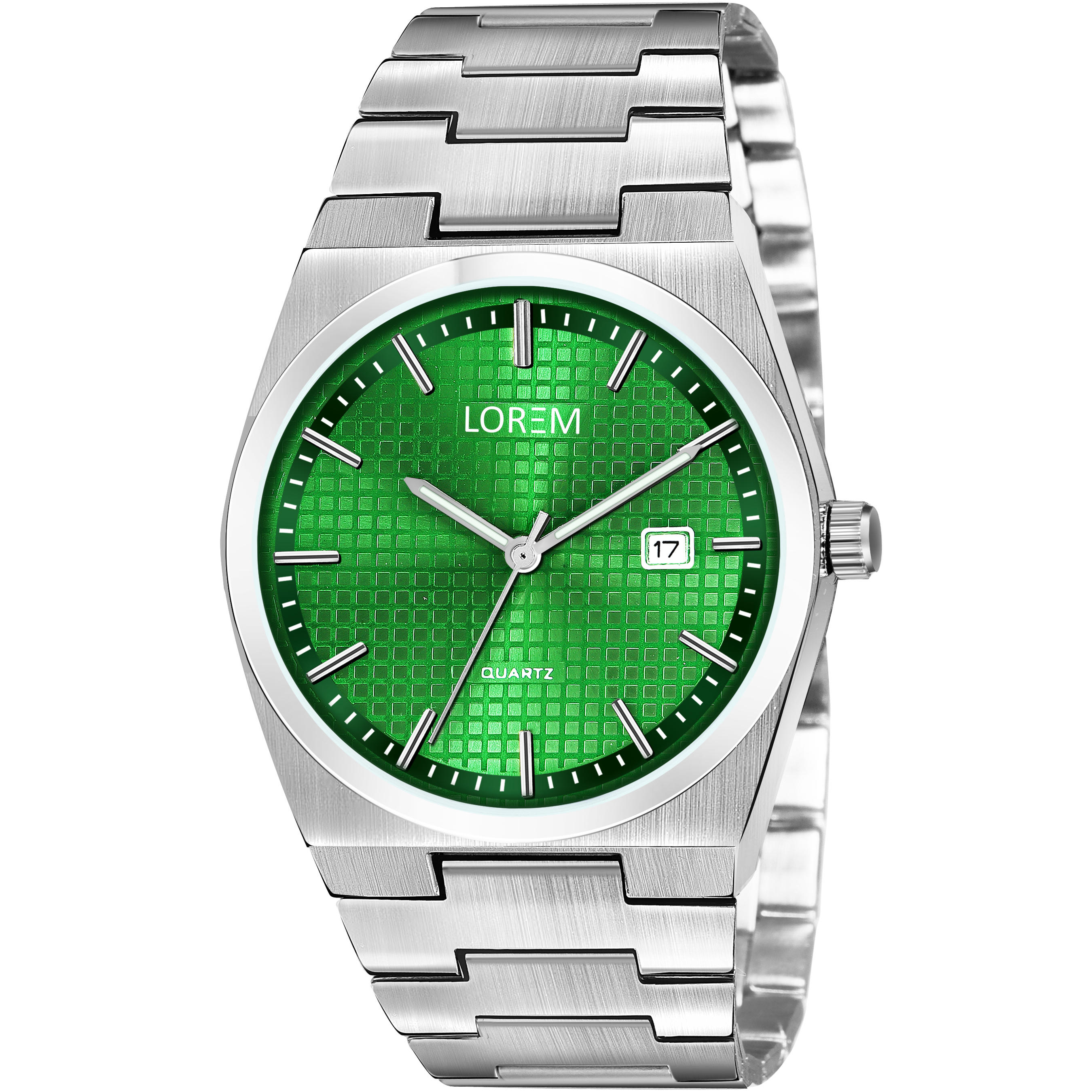 Lorem Premium Green Face Date Function Watch Lr160 - Color Of Band: Silver