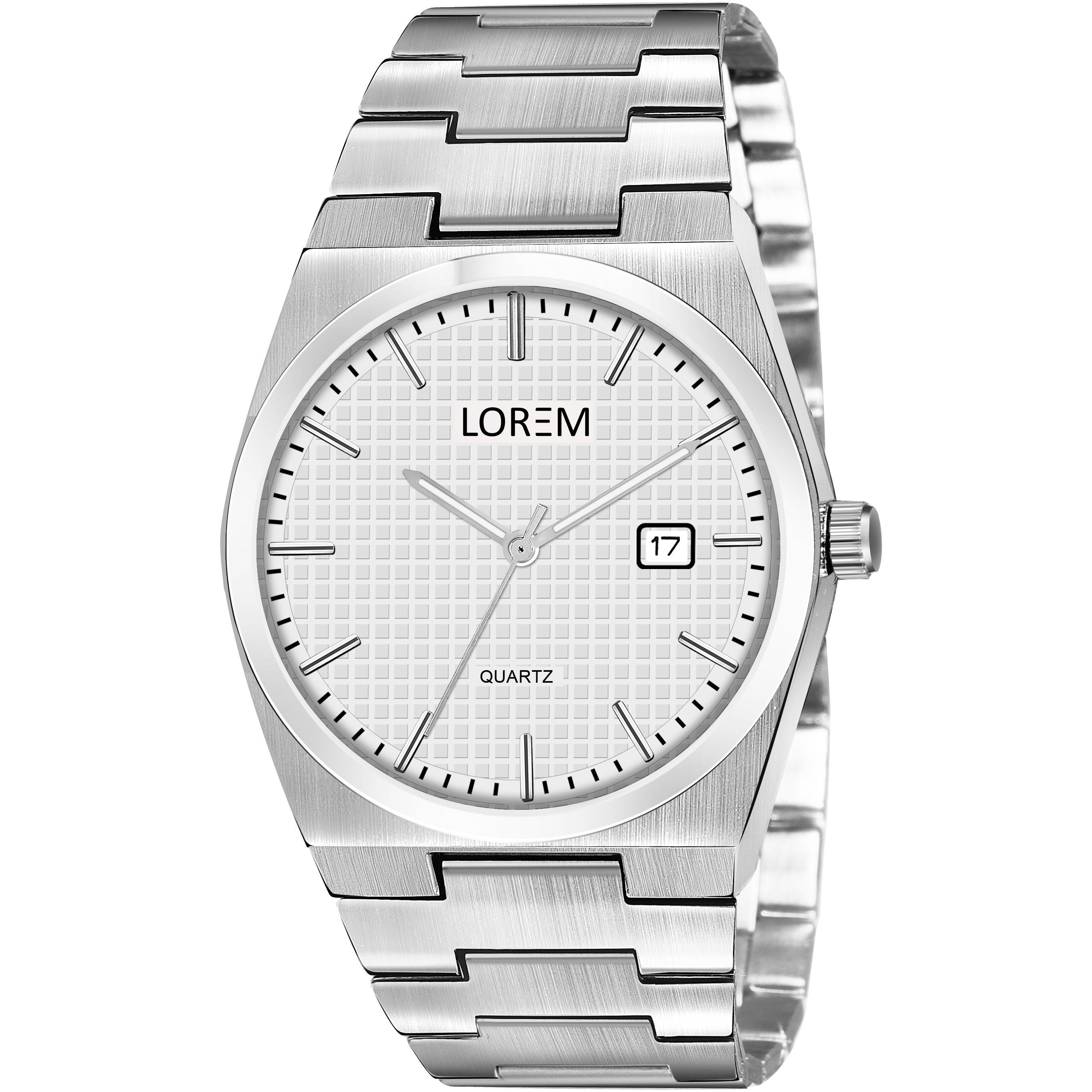 Lorem Premium White Face Date Function Watch Lr162 - Color Of Band: Silver