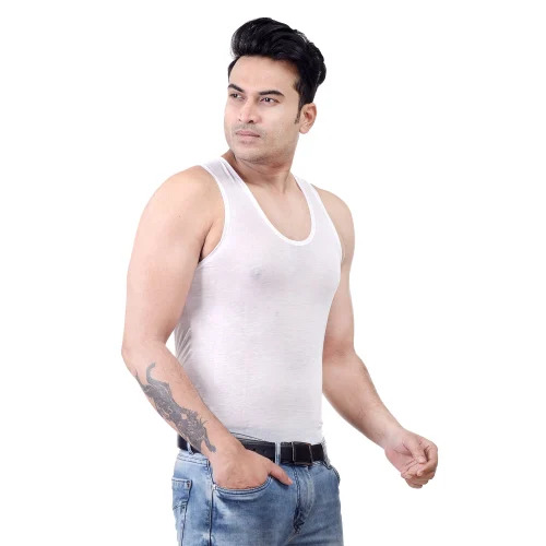 Madan Mercerised Cotton Vest - 30x60 Inches, White | Sleeveless, Square Neck, Comfortable, Machine Wash