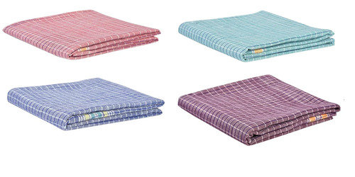 Small Checks Cotton Gamcha - 100% Cotton, 70x30 Inches, Multicolor | Disposable, Eco-Friendly, Quick Dry, Water Absorbent, Soft Touch Bath Towel