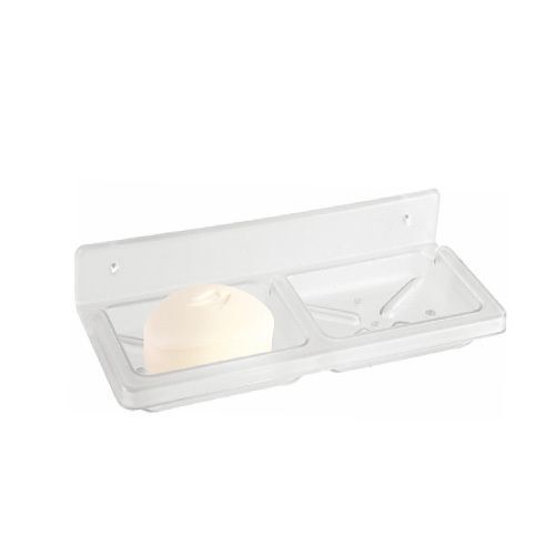 2in1 Rectangular Soap Dish - Plastic, Various Sizes, White | Durable, Glossy Finish, Wall Mounted