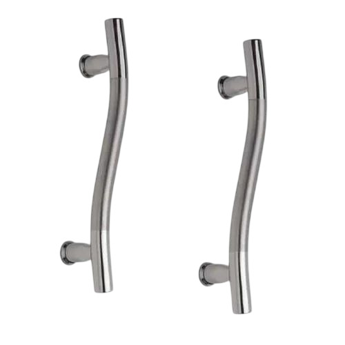 Designer Aluminium Door Handle - Aluminum, Standard Size, Silver, Polished Finish | Durable, Anti Corrosion, Screw-In Mount