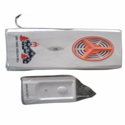 Musical Wireless Doorbell - Plastic Rectangular Box, White | Battery Powered, 220V, Musical Tune