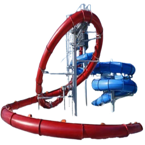 Frp Aqualoop High Water Park Slide - 25 Ft Height, Multicolor | UV Protection Coating, Anti-Slip Glossy Surface