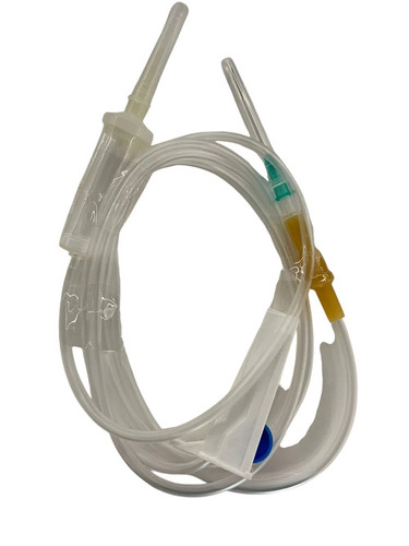 IV Set Premium - Plastic 100 cm White, Disposable PP Needle, Single Use Only