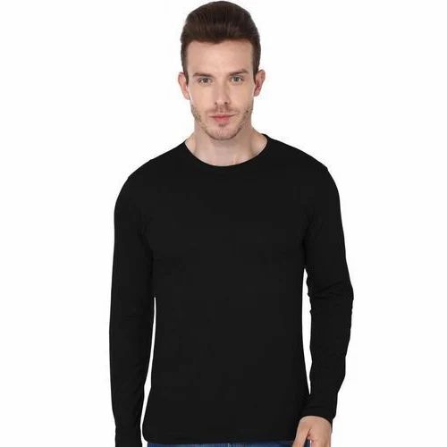 Mens Plain Cotton T Shirt - Regular Fit, Black, O-Neck, Short Sleeves | Lightweight, Soft, Breathable, Quick Dry