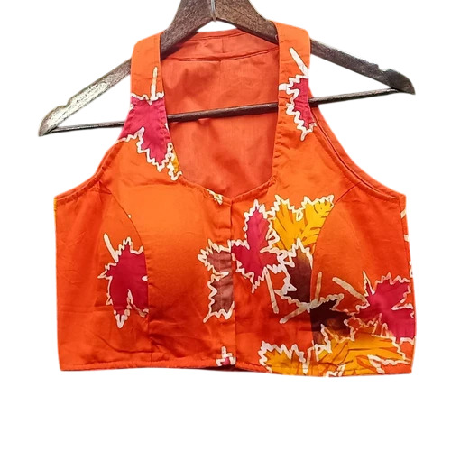 Orange Hand Batik Printed Cotton Blouses