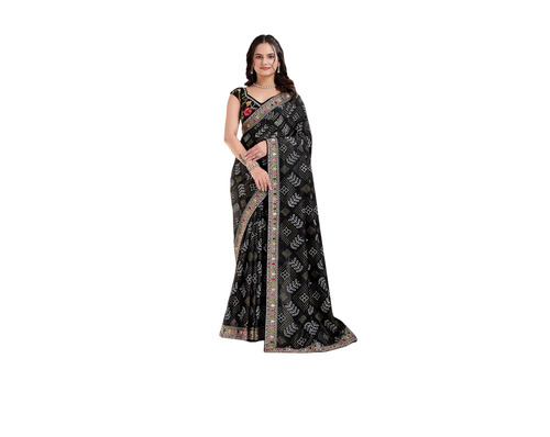Panetar 2 Black Vichitra Silk Stylish Saree