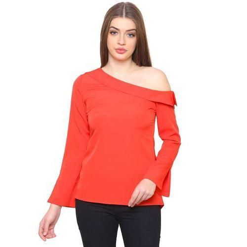 Plain Cap Sleeve One Shoulder Top