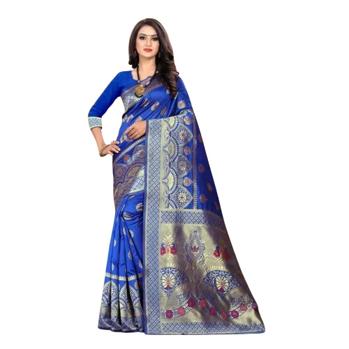 Roop Sringar 3 Blue Soft Banarasi Silk Saree