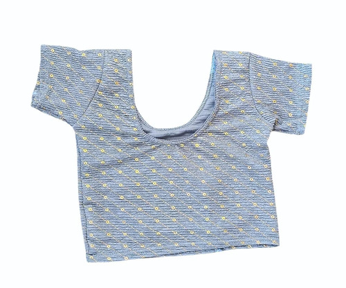 Sky Blue Polyester Sequined Blouse