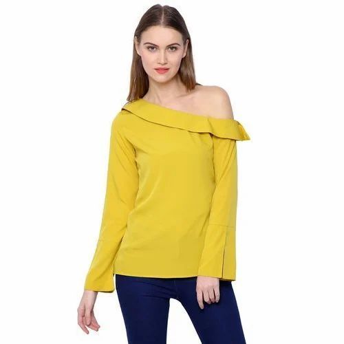 Stylish Yellow One Shoulder Top