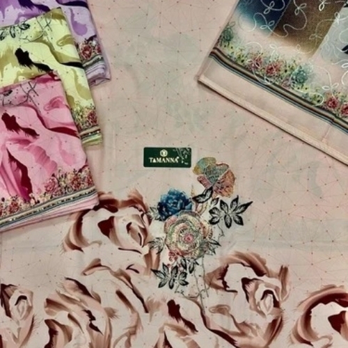 Velvet Digital Print Suit - Crepe Fabric, Multicolor, Unstitched with Embroidered Work | Good Quality, Washable, Customized Size