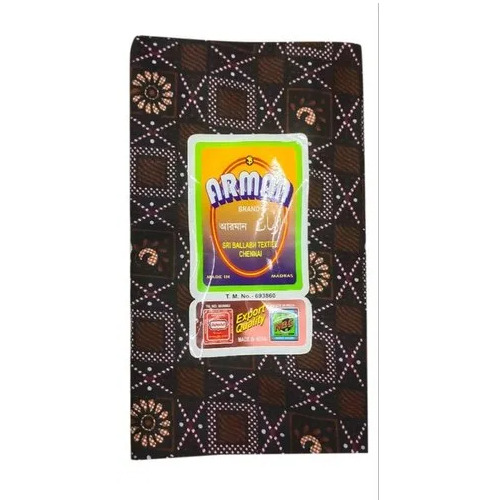 Arman Brown Printed Cotton Lungi - Cotton, 1.5x3 Meters, Brown | Comfortable, Skin Friendly, Festive Wear, Summer, Male
