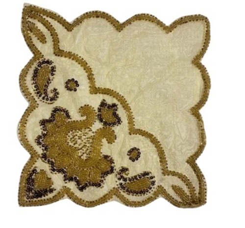 Beige Hand Embroidered Table Cover