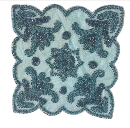 Blue Beaded Embroidered Table Mat