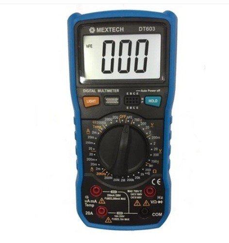 Mextech Dt 603 Digital Multimeter - Plastic 195x92x55 mm Blue | 9V Battery 0 to 40Â°C Operating Temperature