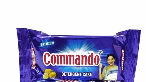 Premium Commando Detergent Cake - 80Gram Blue Rectangle Box, 60 Pieces | Lemon Fragrance, Eco-Friendly, Hand Wash, Soft Water