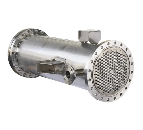 SS Industrial Tube Heat Exchangers - Stainless Steel, Polished Silver, High Temperature | Cross Flow Condenser for Pharma Industry