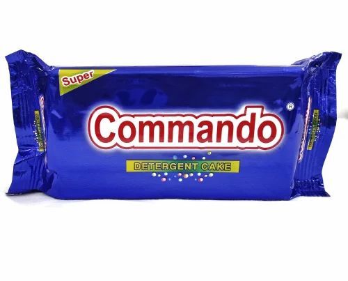 Super Commando Detergent Cake - 225Gram Rectangle Blue Box, 60 Pieces | Eco-Friendly, Hand Wash, Soft Water, Normal Temperature