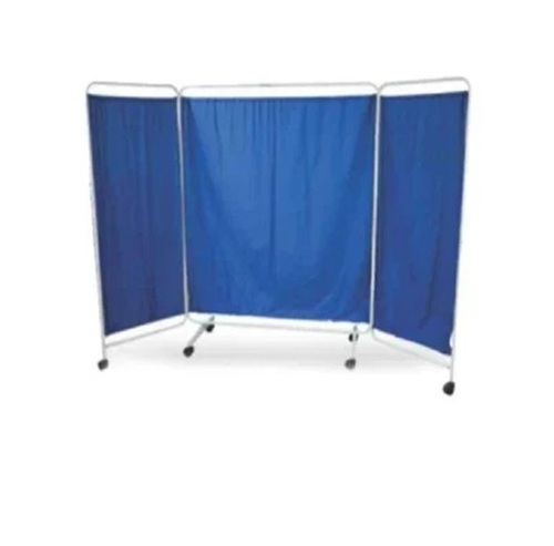 3 Fold Hospital Folding Screen - Stainless Steel, 7 Feet, Blue | Durable Plain Design, Steel Frame, Hospital Use