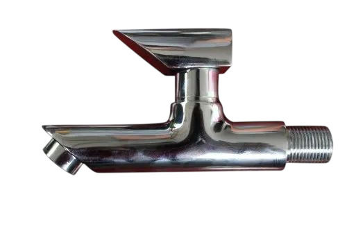 Bristol Brass Long Body Tap - Brass, Standard Size, Silver, Round | Wall Mounted, Glossy Finish, High Flow Rate, Durable
