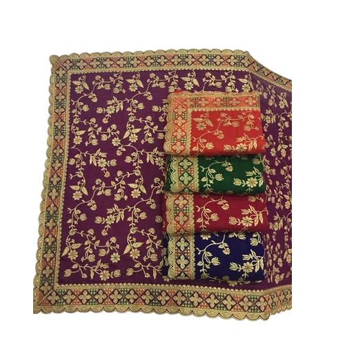 Colorful Ladies Vichitra Silk Embroidered Saree - 6.3 m With Silk Blouse Piece, Multi-Color Party Wear