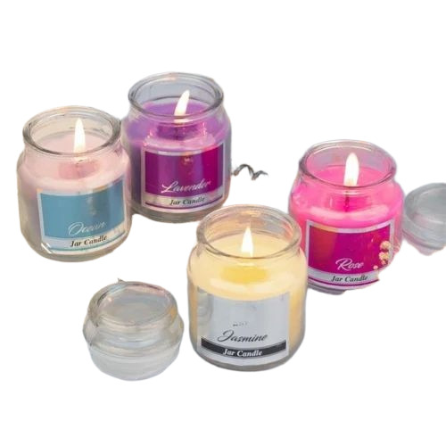 Coloured Glass Candle - Soy Wax, 6.5x8 cm, Multicolor | Flame-less, Scented, Handmade Flower Votive