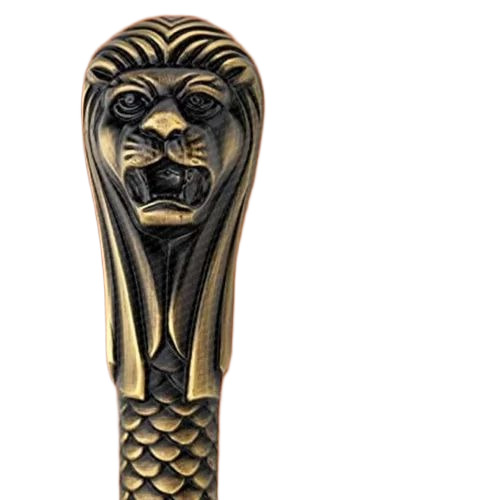 Fancy Lion Door Handle - Brass 8 Inch Golden, Screw Fitted | Rust Proof, Modern Style, Easy Installation