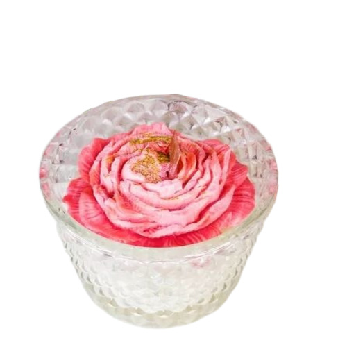 Glass Jar Candle - Handmade Soy Wax 8.5x14 cm Multicolor | Flame-less Scented Flower Shape Decorative Party Votive