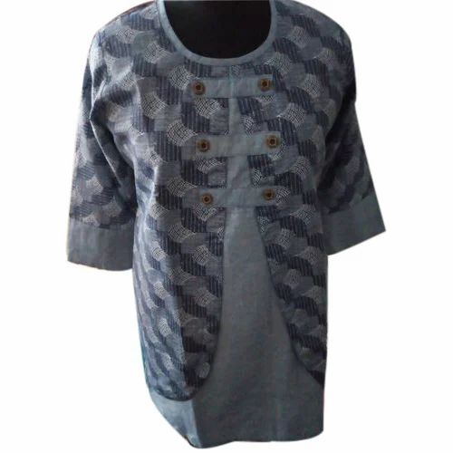 Ladies Fancy Top - Georgette Fabric, 3/4 Sleeve, Multi Color | Light Weight, Soft, Breathable, Comfortable Fit