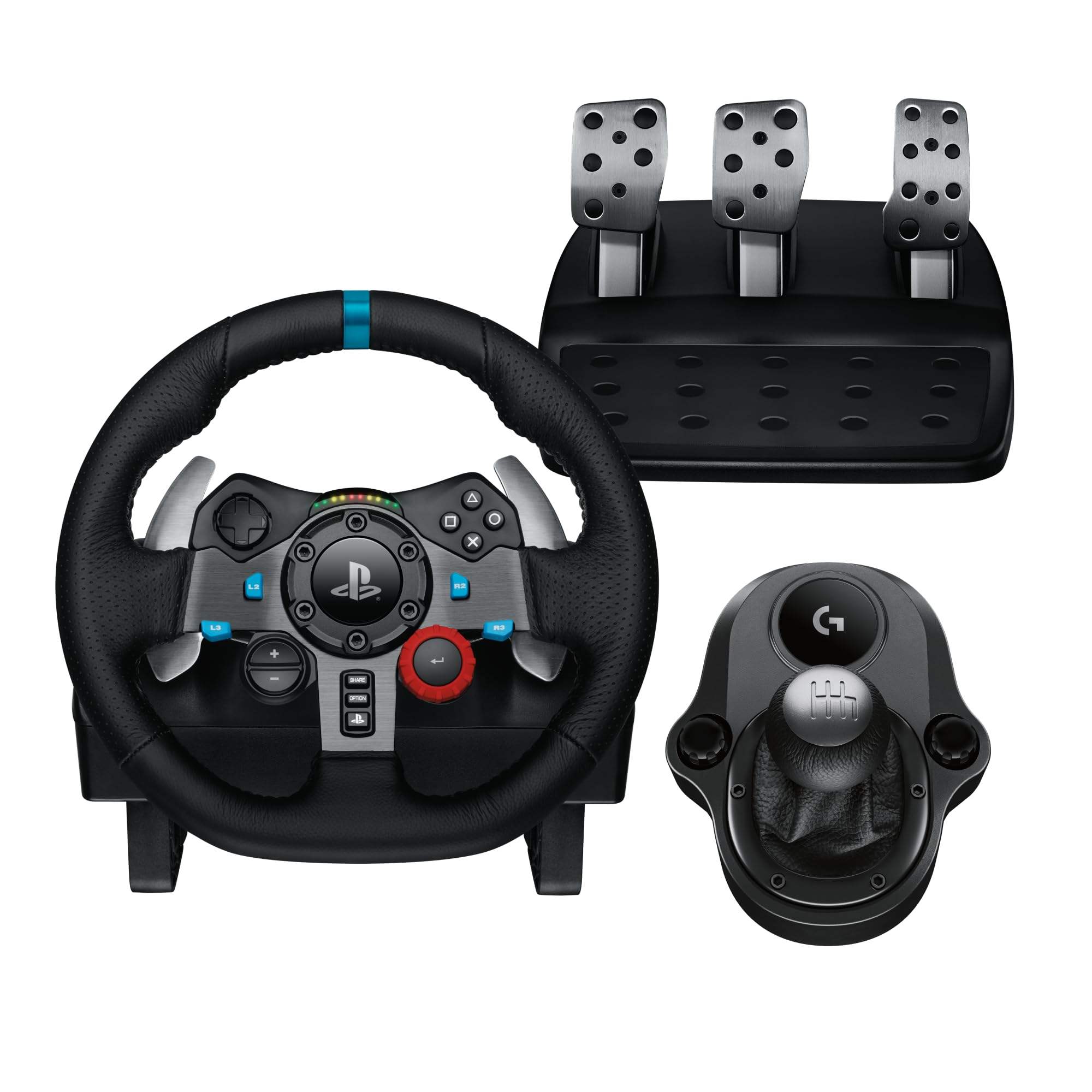 Logitechs G29 Driving Force Racing Wheel Pedals With G Shifter - Aluminium, 27.8x26x27 Cm, Black And Blue | Racing Wheel Set