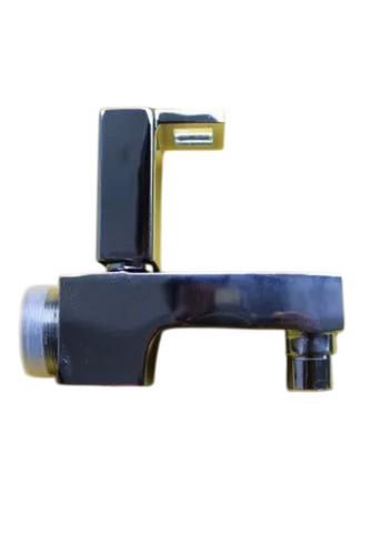 Long Body Brass Water Tap - Brass, Standard Size, Silver, Square Shape | Wall Mounted, High Flow Rate, Polished Finish, Durable