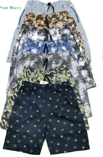 Mens Blue Printed Hosiery Shorts - Hosiery, Regular Fit, Multicolor | Skin Friendly, Fancy Style