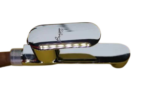 Polished Brass Long Body Tap - Brass, Standard Size, Silver, Round | Glossy Finish, High Flow Rate, Wall Mounted, Durable