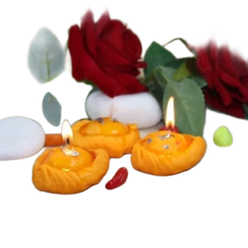 Scented Chandrakala Candles - Handmade Soy Wax, 7.5x8 cm, Multicolor | Flameless, Smokeless, Flower-Shaped Decorative Party Candles