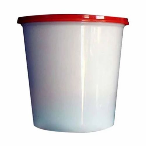 2000ml Disposable Round Plastic Food Packaging Container - PP Material, White and Red, Eco-Friendly, Lightweight