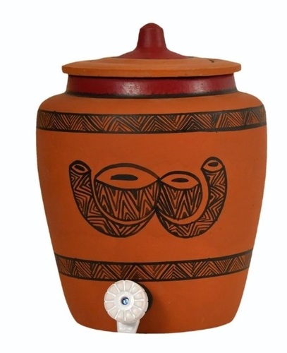 6.5 Liter Clay Water Pot - Natural Cooling Porous Material, Eco Friendly, Handcrafted Finish