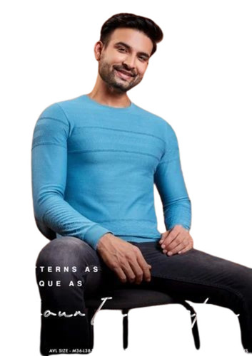 Blue Color Full Sleeve T Shirt - Lightweight Soft Cotton, Various Sizes, Breathable | Elegant Design, Quick Dry, Comfortable Fit
