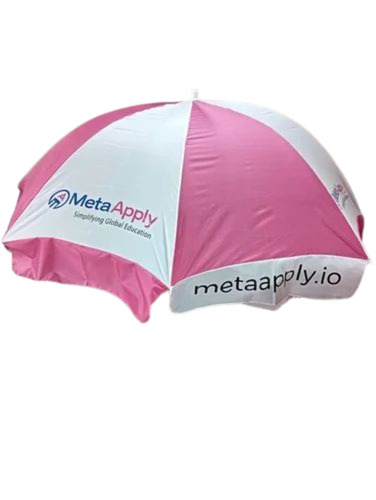 Customized Promotional Umbrella - Polyester Various Sizes White and Pink | Foldable Dome Shape Waterproof All Season