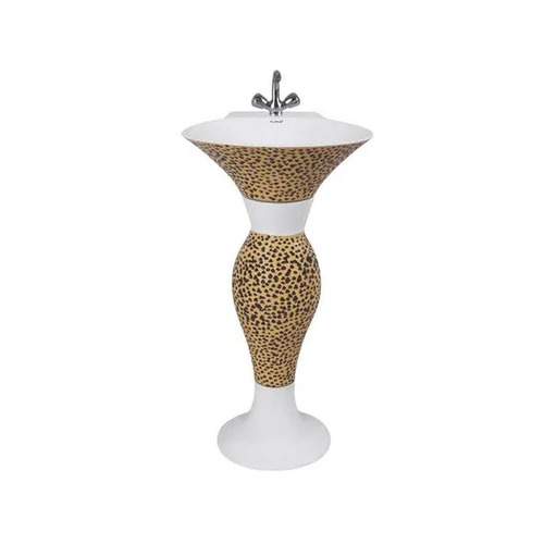 D-6009 Vitrosa Pedestal Wash Basin - Ceramic, Polished Finish, Any Color | Easy to Fit, Bathroom Use