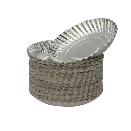 Disposable Paper Plates for Food - Paper, Custom Size, Silver | Eco-Friendly, Oil- and Moisture-Resistant, Single-Use