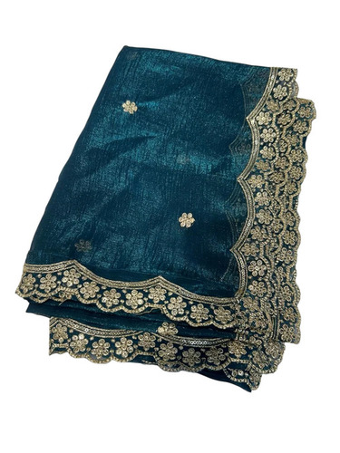 Ladies Blue Fancy Silk Dupatta - Silk, 50 Grams, Stitched, Embroidered | Comfortable, Skin Friendly, Multi-Season