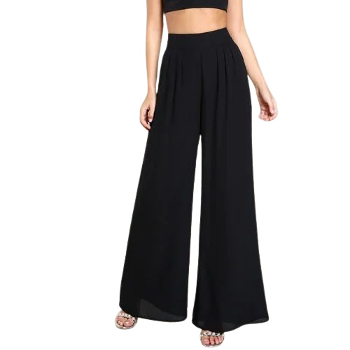 Ladies Plain Palazzo - Cotton, Full Sleeve, Black, Regular Fit | Breathable, Anti Wrinkle, Quick Dry, Comfortable Fit